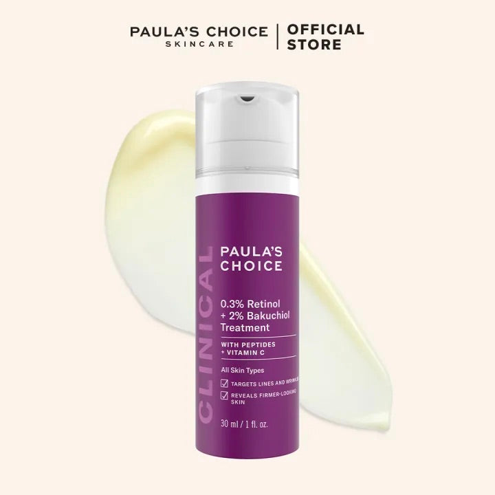 Paula's Choice 0.3% Retinol + 2% Bakuchiol Treatment With Peptides + Vitaminc C - All Skin Types - 30 ml - 🚚 FREE SHIPPING